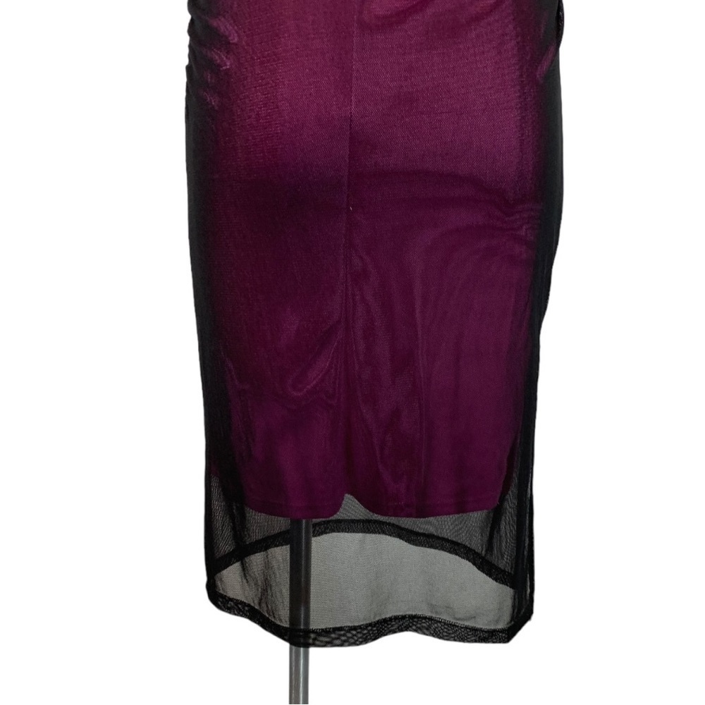 Vintage Y2K Guess Strapless Midi Dress Ruched Bodycon Sheer Hem Small - Picture 9 of 10